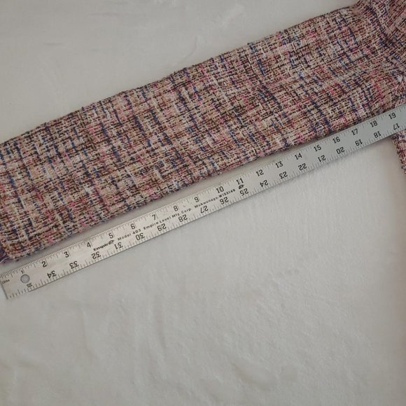Womens Jacket Laundry Shelli Segal Tunic Pink Multi Knit Fringe Hem Size Medium - Picture 8 of 15